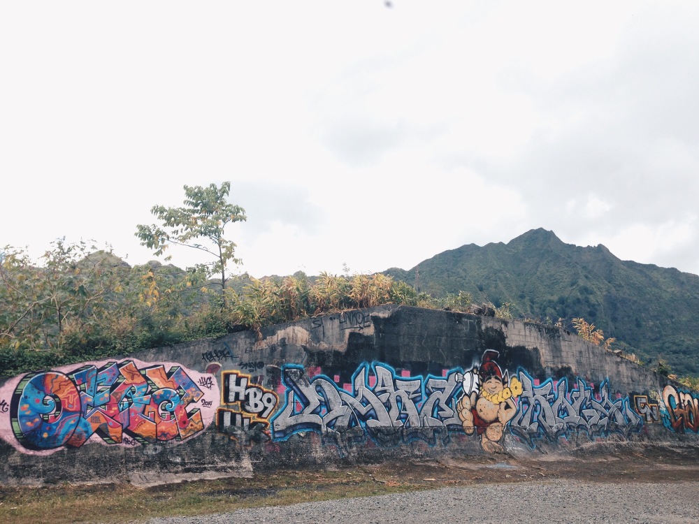 Graffiti amidst the nature of the yoga hike